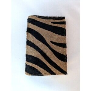 Maurizio Taiuti CALF FUR Zebra Print Wallet Passport Italy